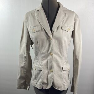 Eddie Bauer Jacket Women Size 6 Cream Colored Button Front Pockets & Sleeves